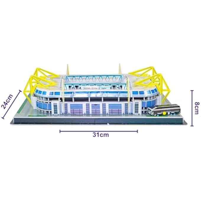 PUZZLME SIGNAL IDUNA STADIUM 3D PUZZLE - BORUSSIA DORTMUND FOOTBALL ARENA ASSEMBLY BUILDING KIT - AUTHENTIC & REALISTIC DETAILING, NO TOOLS REQUIRED - PUZZLES FOR ADULTS & KIDS - 31X24X8CM, 104-PIECES - Image 4